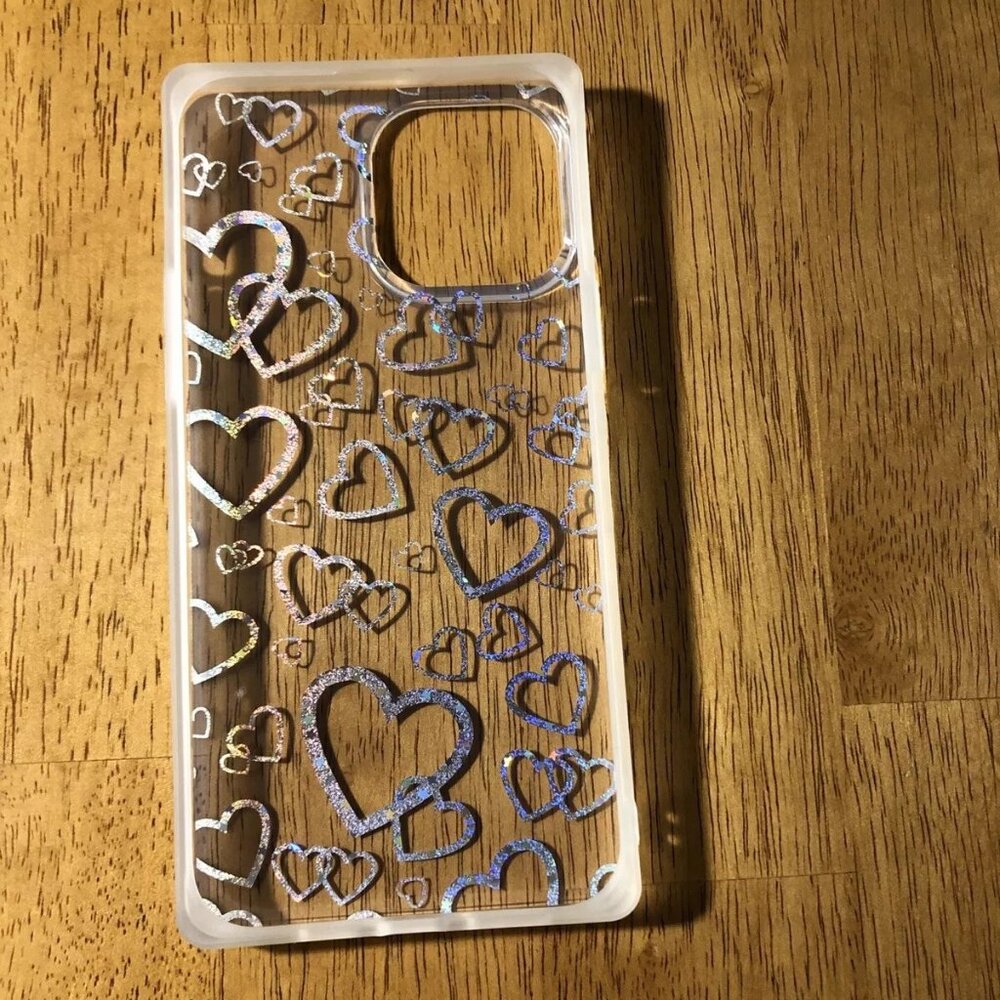 Kerzzil For iPhone 13 Pro Max Hearts Sparkle Love Luxury Soft Case Cover